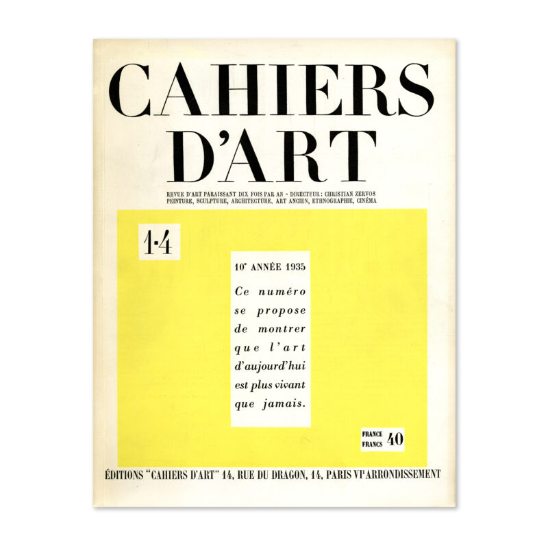 Cahiers d'Art  Shop – La Revue – 1926 – 1960 – Revue Cahiers d'Art, 1930,  n°1
