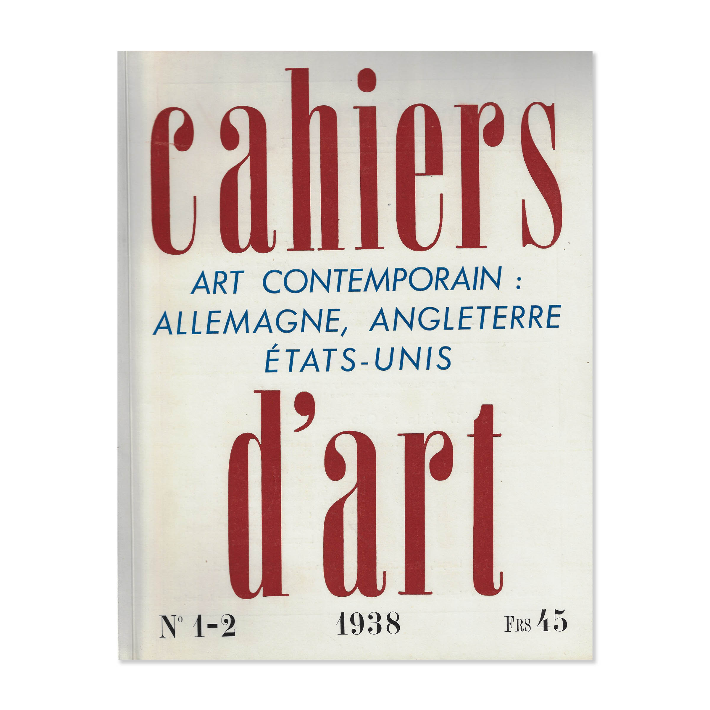 Cahiers d'Art, 1938, n°1-2. Cover view